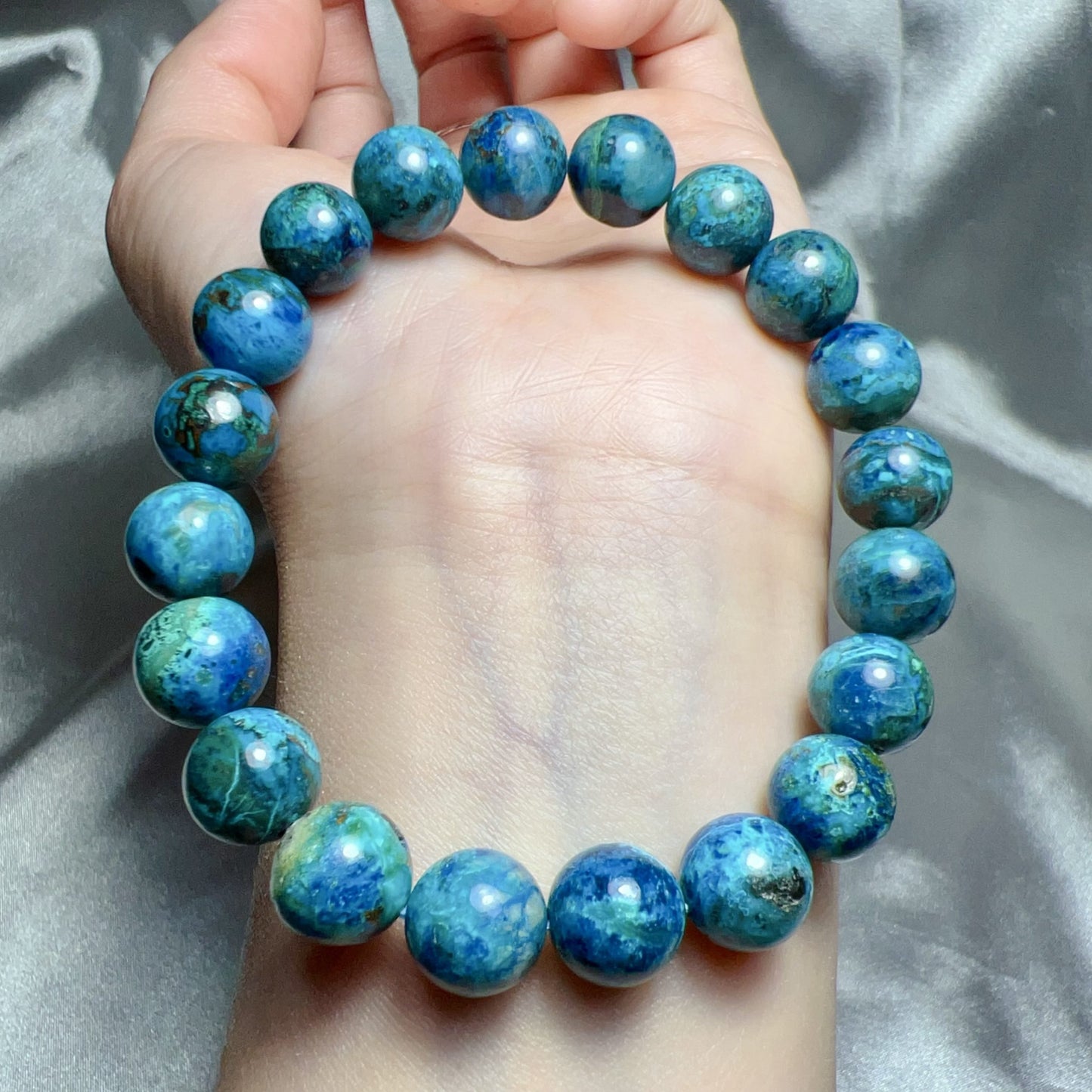 Natural Chrysocolla Healing Bracelet | 10.3Mm Beads | Emotional Balance & Communication