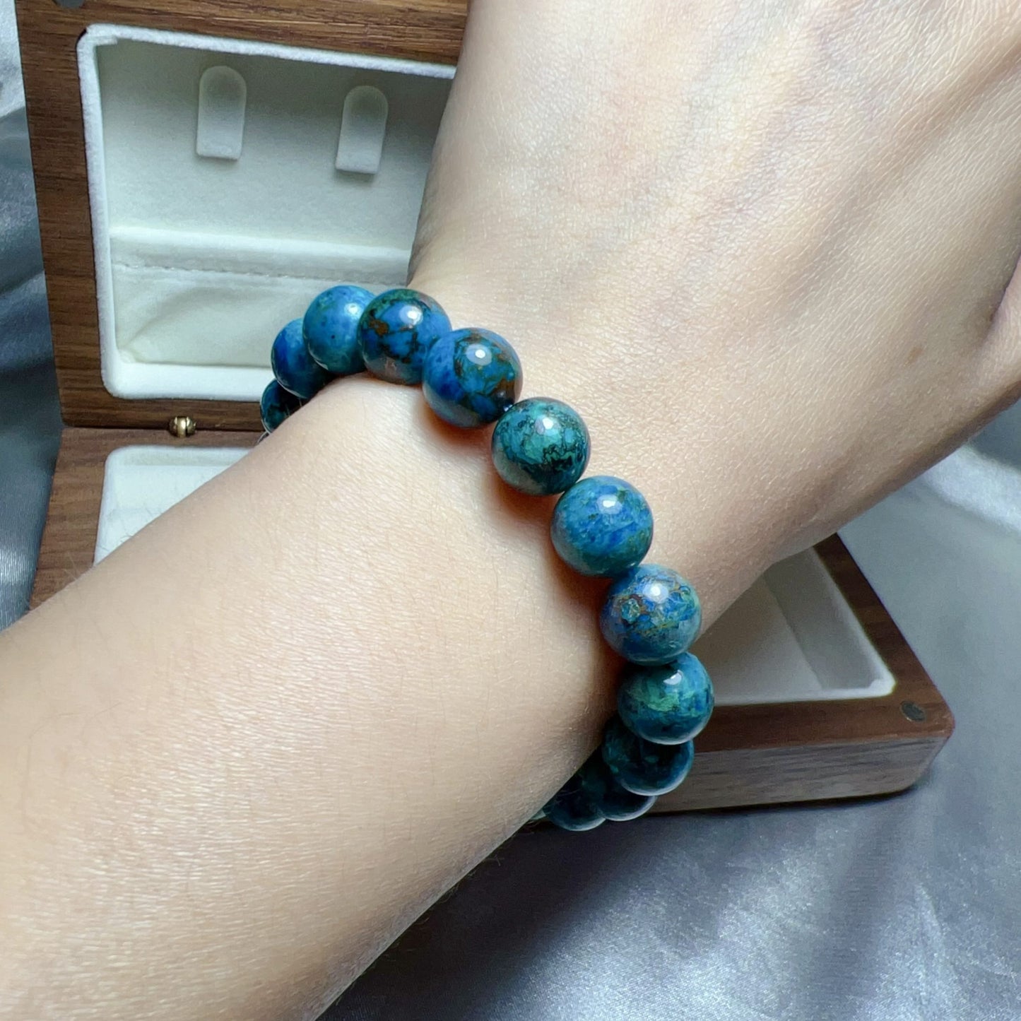 Natural Chrysocolla Healing Bracelet | 10.3Mm Beads | Emotional Balance & Communication