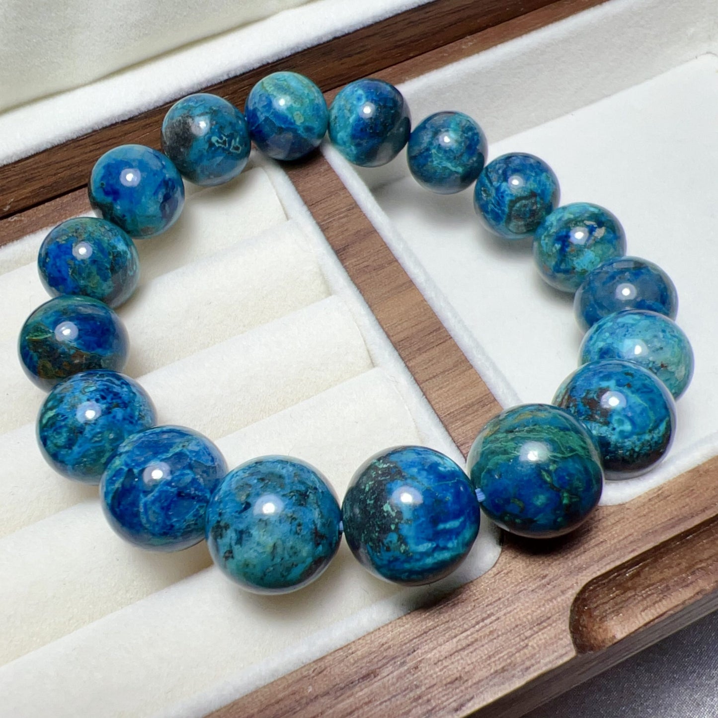 Natural Chrysocolla Healing Bracelet | Large 12.3Mm Beads | Emotional Balance & Communication