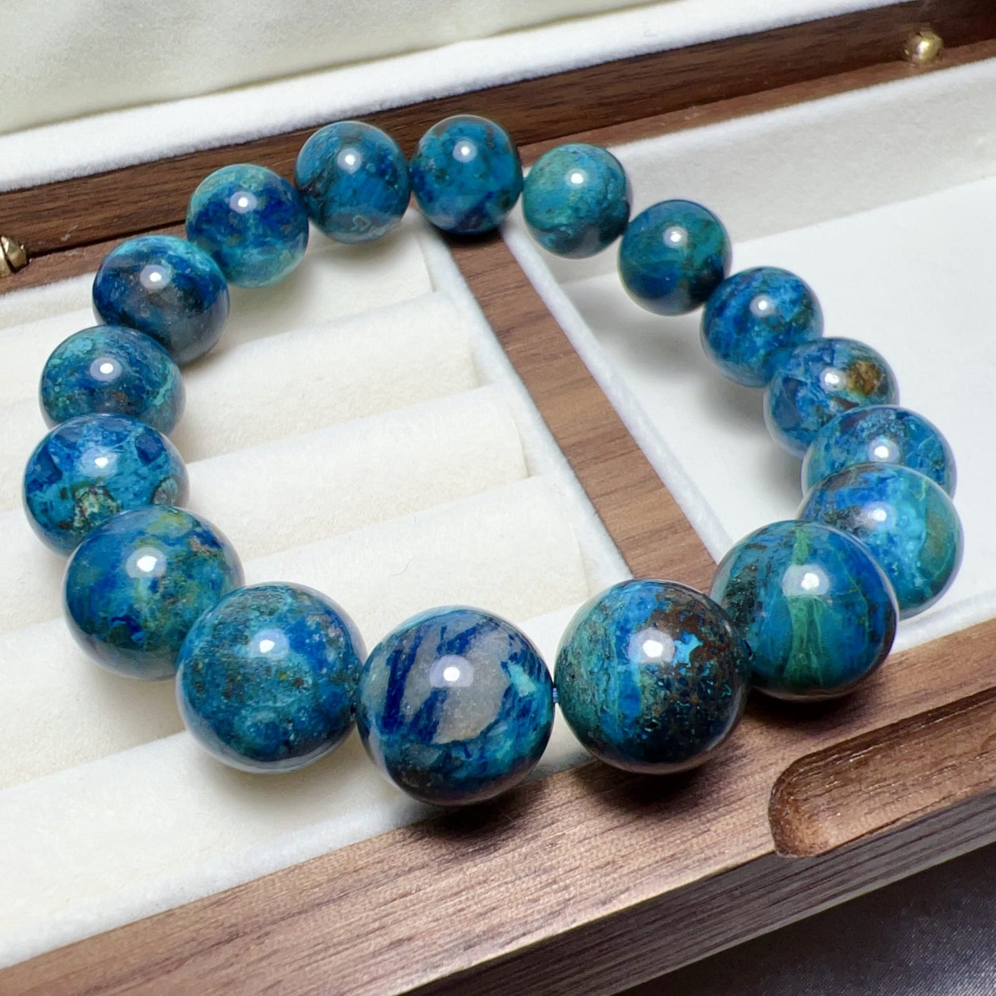 Natural Chrysocolla Healing Bracelet | Large 12.3Mm Beads | Emotional Balance & Communication