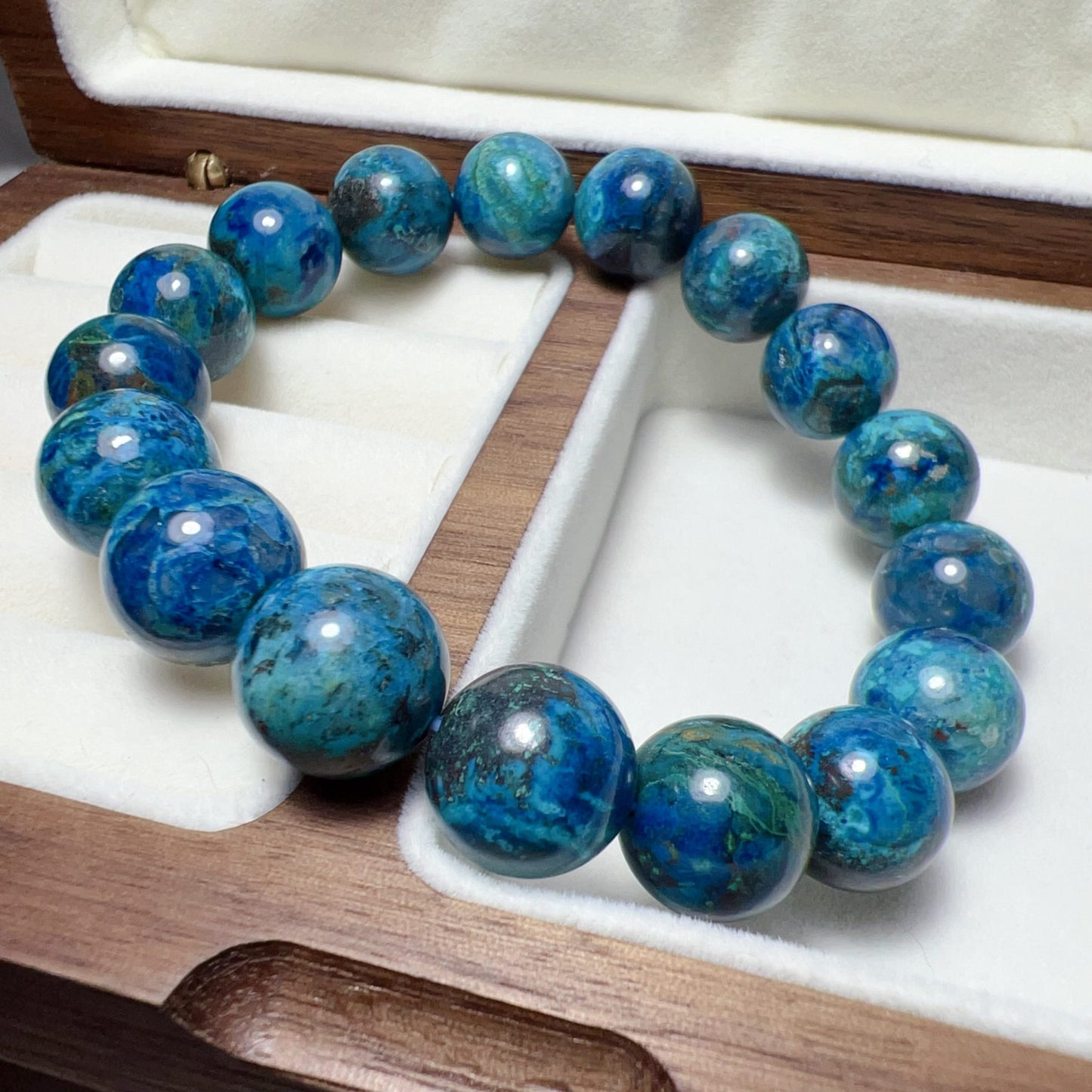 Natural Chrysocolla Healing Bracelet | Large 12.3Mm Beads | Emotional Balance & Communication