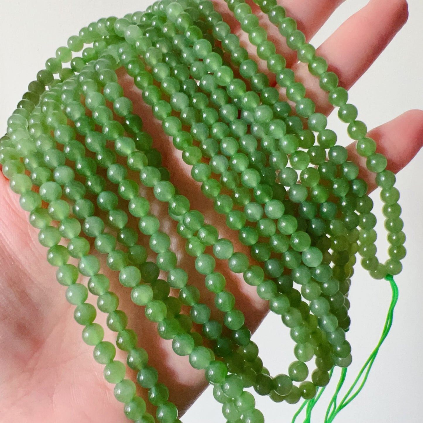 Premium 5Mm Green Nephrite Jade 108 Beads Strand – Ideal For Diy Jewelry Making And Craft Projects