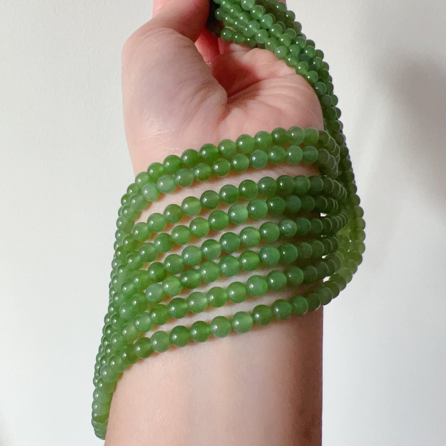 Premium 5Mm Green Nephrite Jade 108 Beads Strand – Ideal For Diy Jewelry Making And Craft Projects