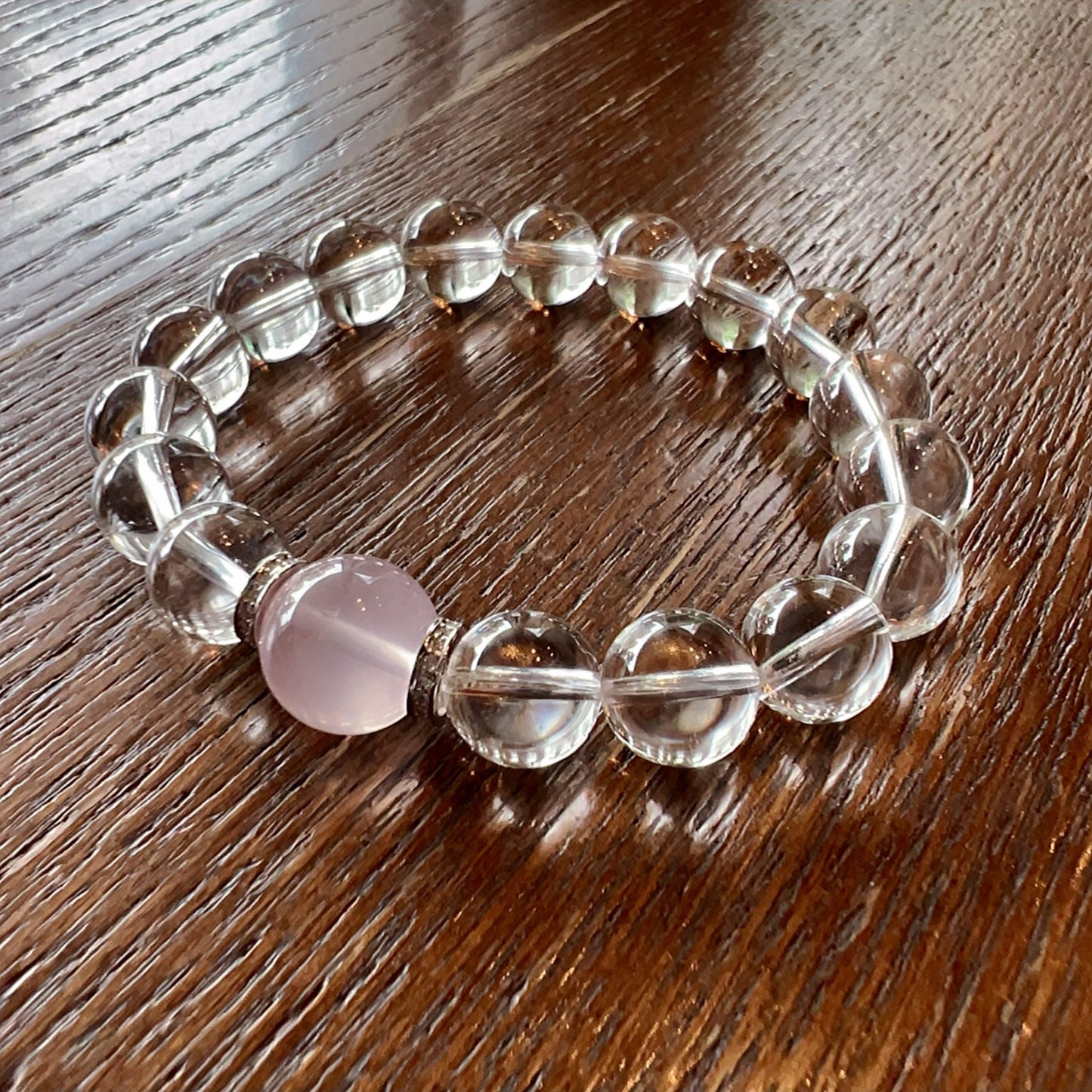 Celestial Rose Lumina | Natural Clear Quartz, Rose Quartz Healing Bracelet With 925 Sterling Silver Spacers