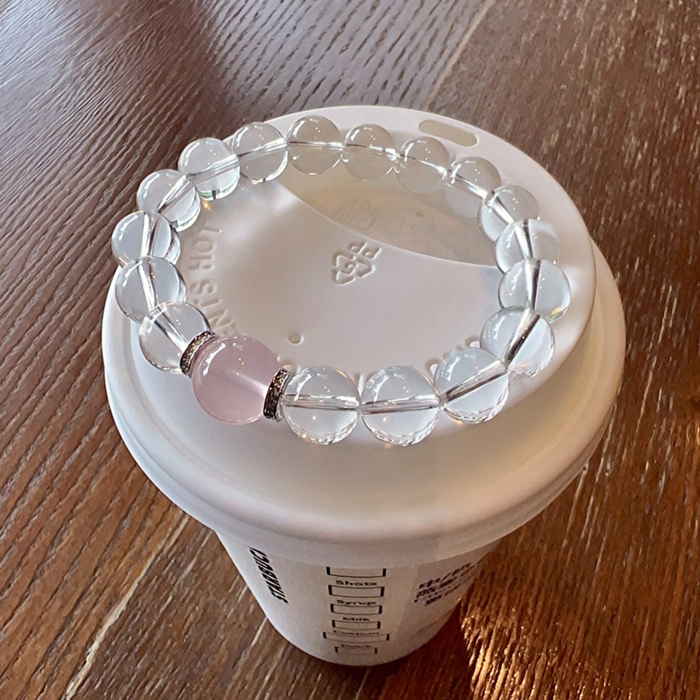 Celestial Rose Lumina | Natural Clear Quartz, Rose Quartz Healing Bracelet With 925 Sterling Silver Spacers