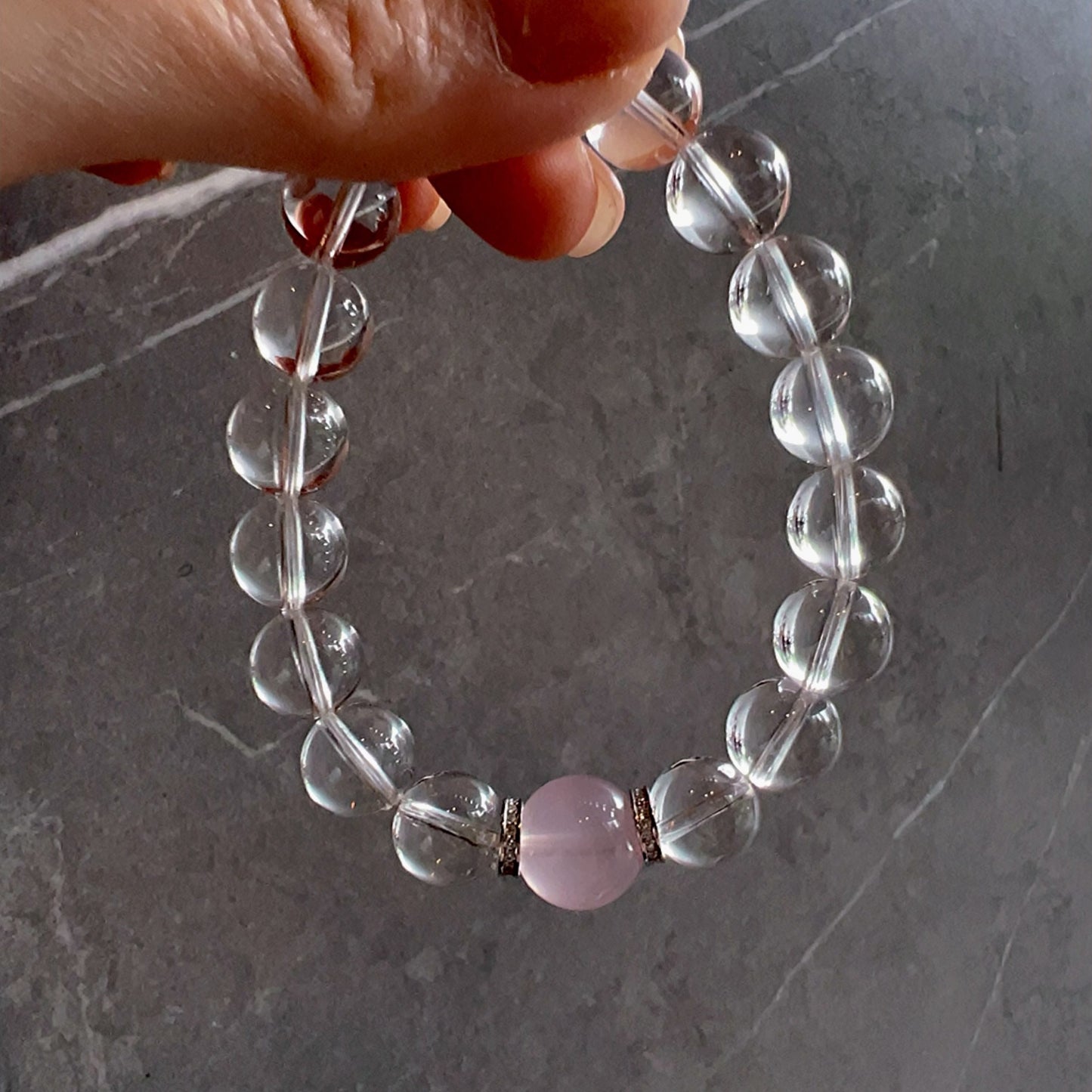 Celestial Rose Lumina | Natural Clear Quartz, Rose Quartz Healing Bracelet With 925 Sterling Silver Spacers