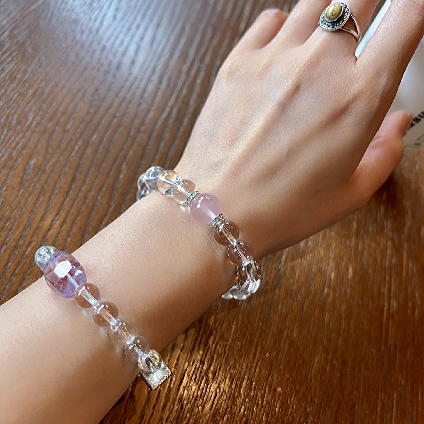 Celestial Rose Lumina | Natural Clear Quartz, Rose Quartz Healing Bracelet With 925 Sterling Silver Spacers