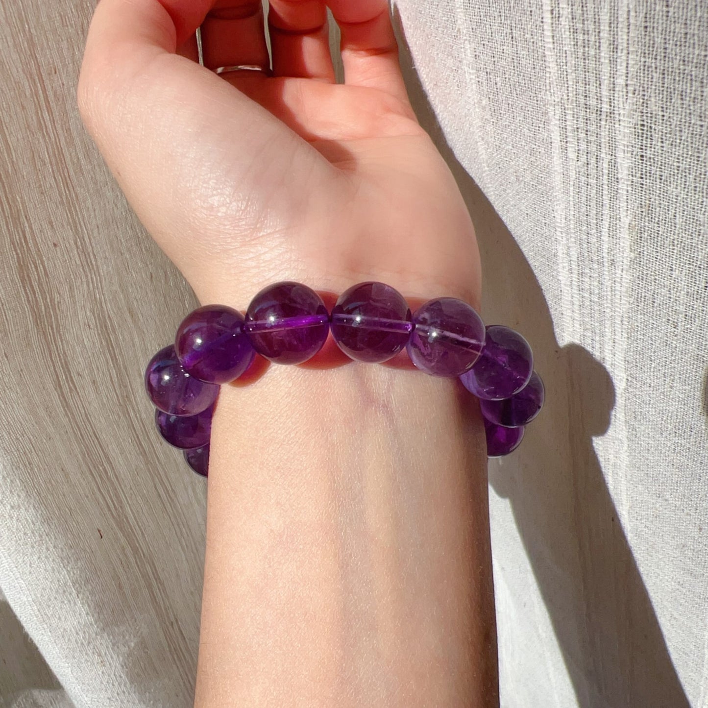 13.6Mm Amethyst Crystal Bracelet | Natural Healing Stone For Crown Chakra | Reiki Meditation Jewelry For Stress Relief And Mental Clarity