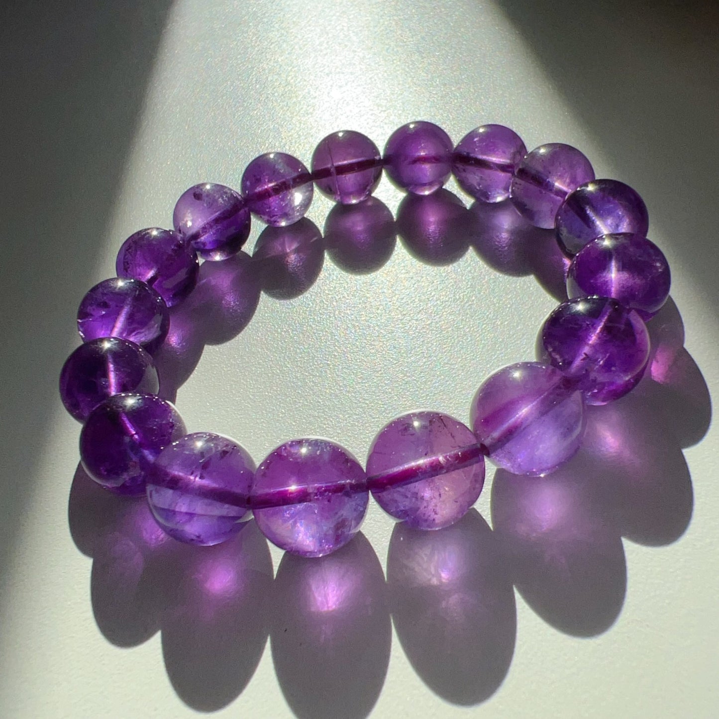 Amethyst Crystal Bracelet 11.7Mm | Natural Healing Stone For Crown Chakra | Reiki Meditation Jewelry For Stress Relief And Mental Clarity