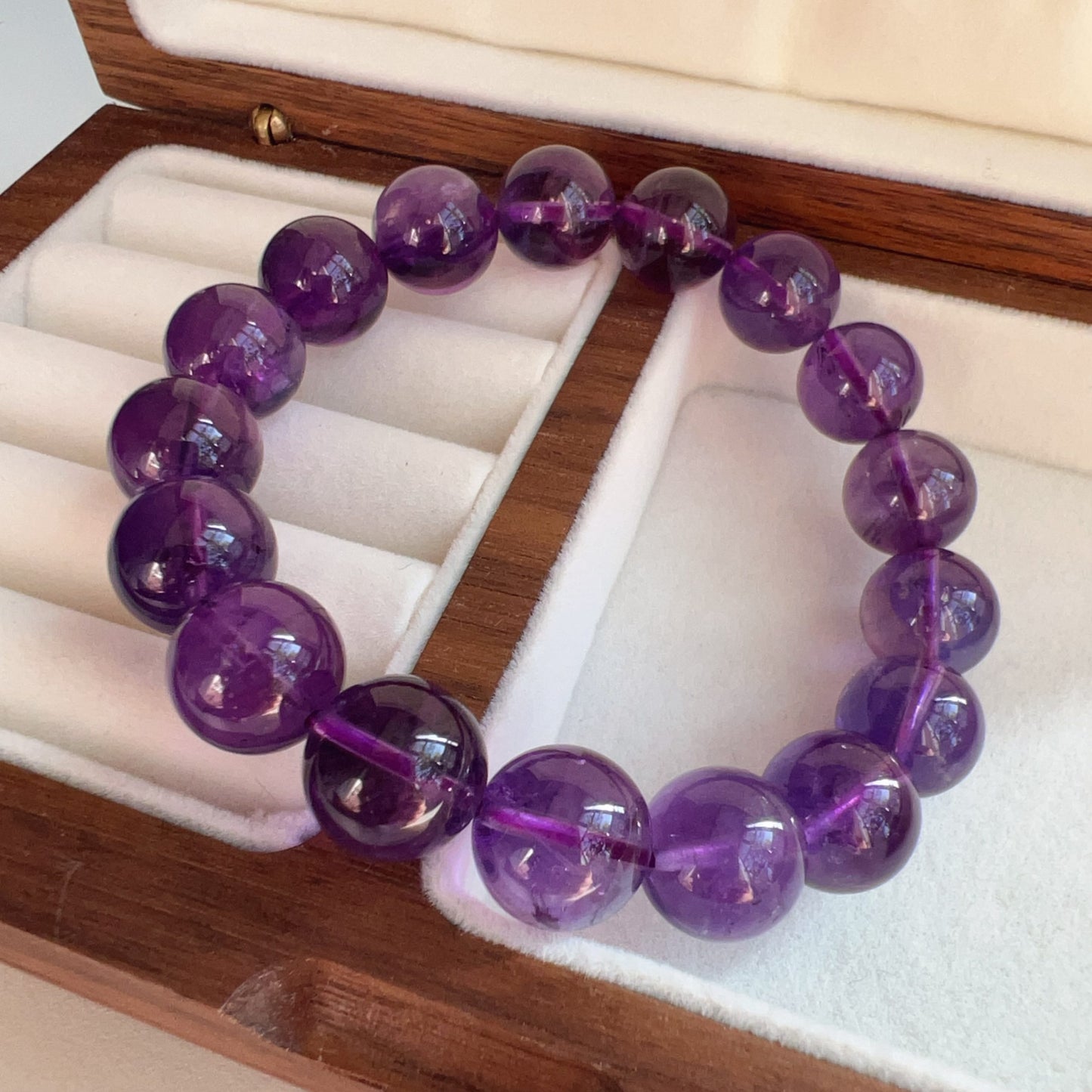 Amethyst Crystal Bracelet 11.7Mm | Natural Healing Stone For Crown Chakra | Reiki Meditation Jewelry For Stress Relief And Mental Clarity