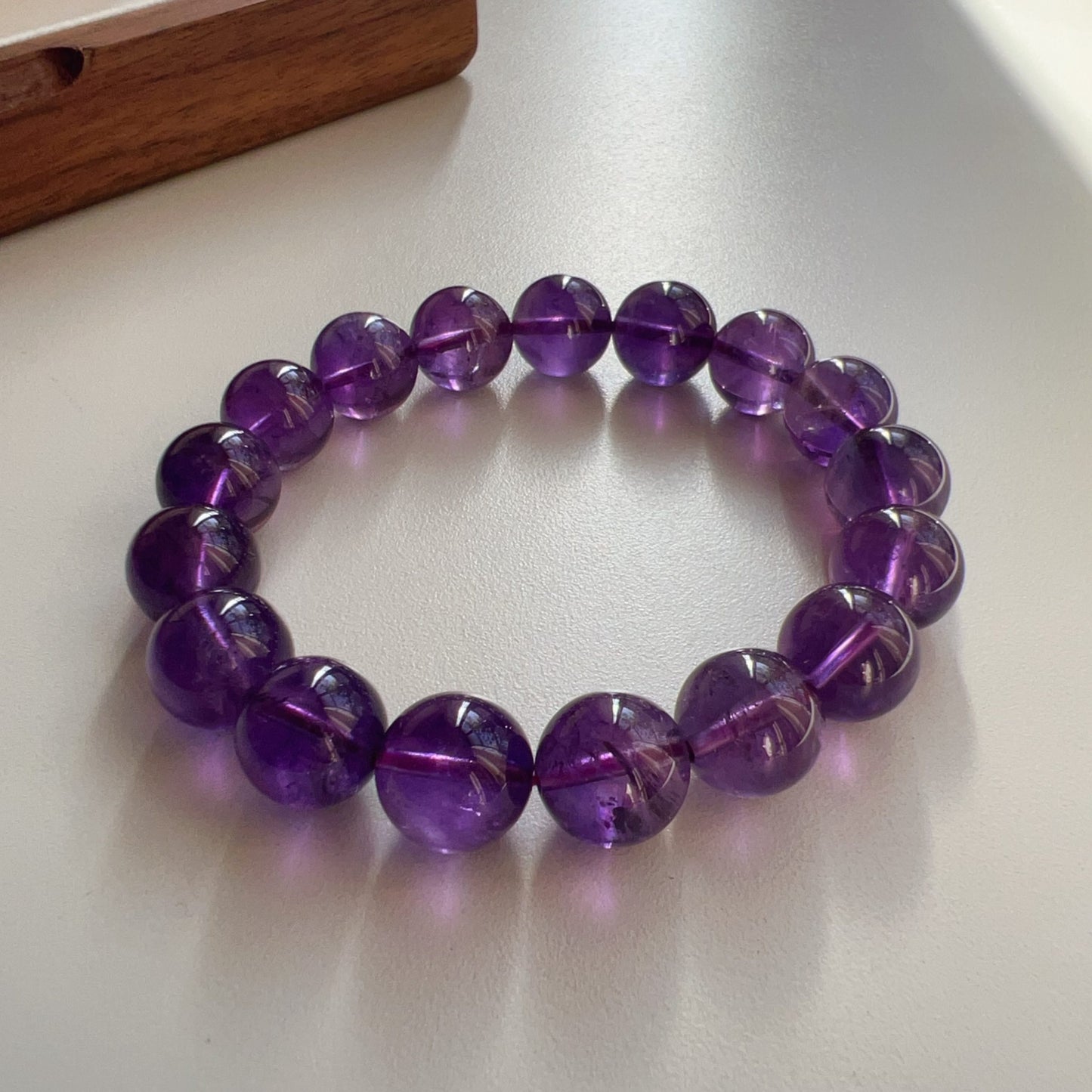 Amethyst Crystal Bracelet 11.7Mm | Natural Healing Stone For Crown Chakra | Reiki Meditation Jewelry For Stress Relief And Mental Clarity