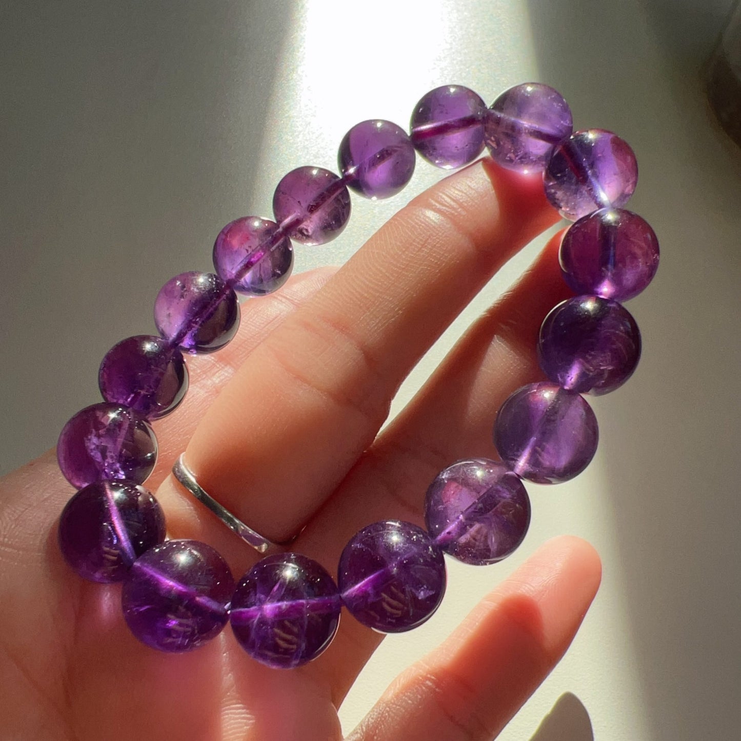 Amethyst Crystal Bracelet 11.7Mm | Natural Healing Stone For Crown Chakra | Reiki Meditation Jewelry For Stress Relief And Mental Clarity