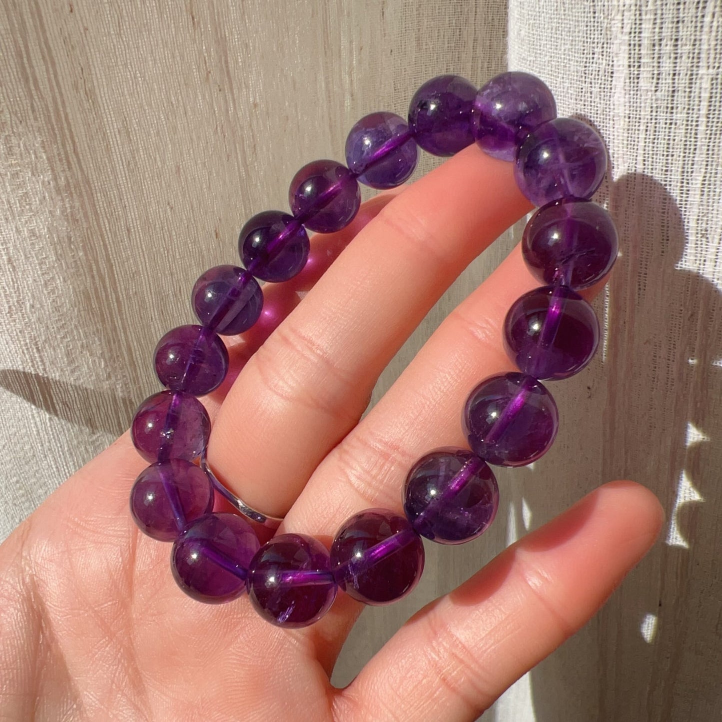 Amethyst Crystal Bracelet 11.7Mm | Natural Healing Stone For Crown Chakra | Reiki Meditation Jewelry For Stress Relief And Mental Clarity