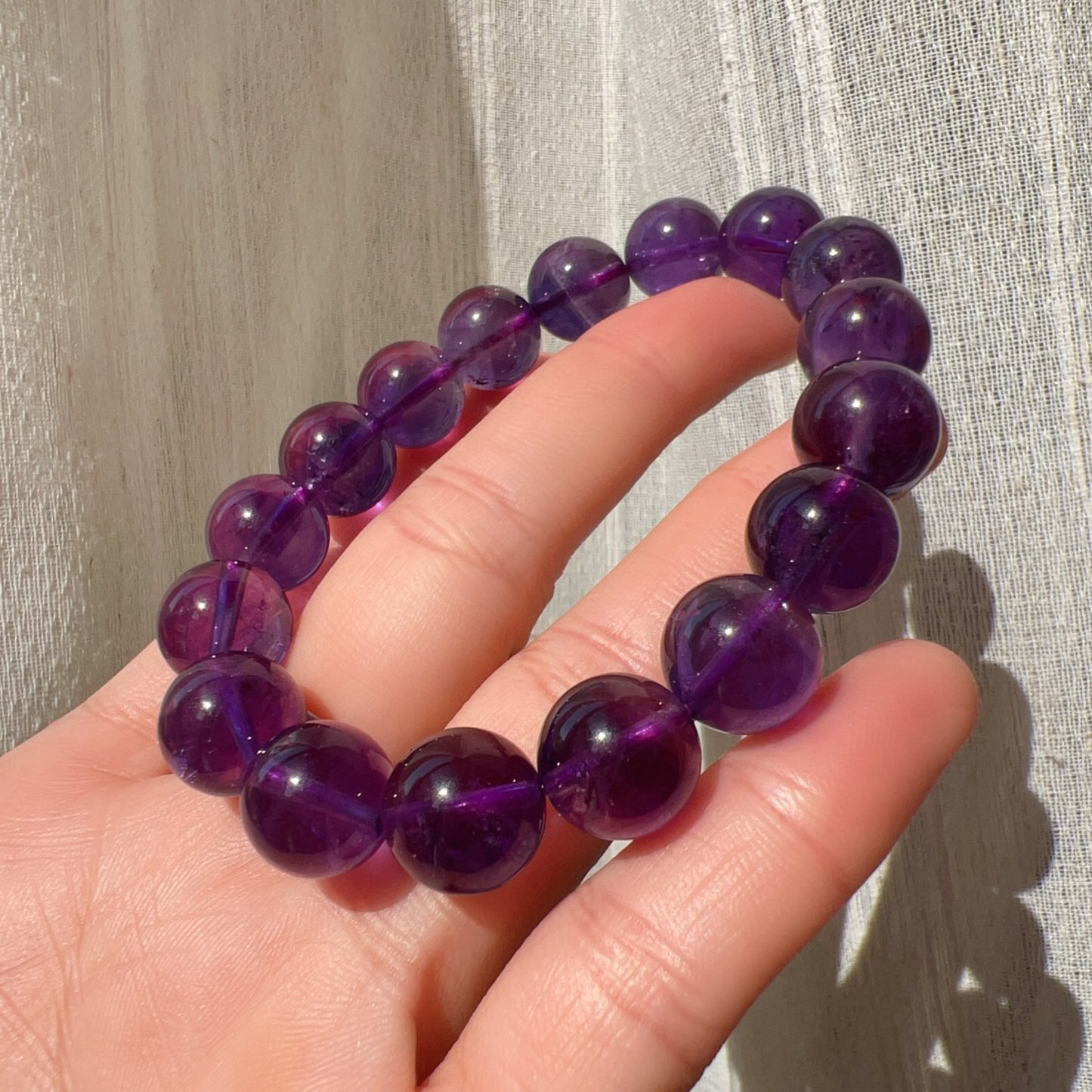 Amethyst Crystal Bracelet 11.7Mm | Natural Healing Stone For Crown Chakra | Reiki Meditation Jewelry For Stress Relief And Mental Clarity