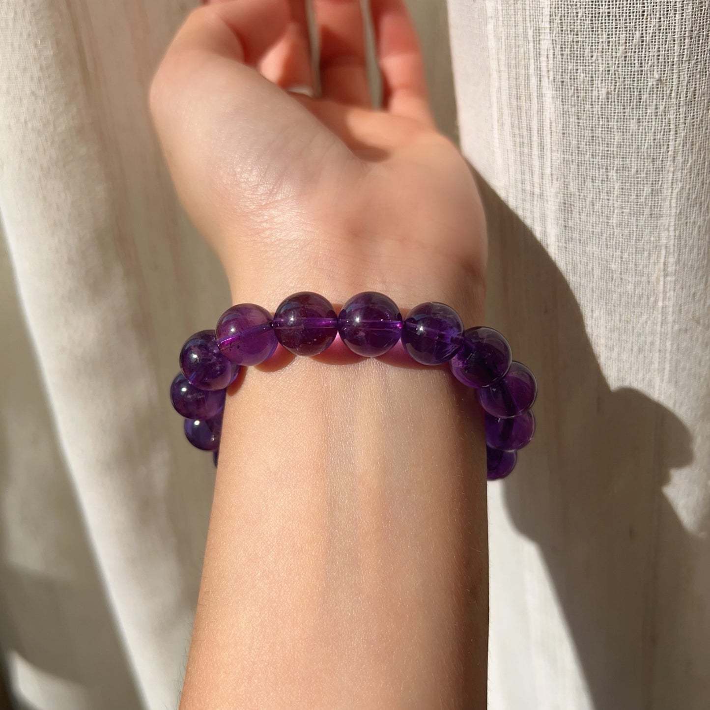 Amethyst Crystal Bracelet 11.7Mm | Natural Healing Stone For Crown Chakra | Reiki Meditation Jewelry For Stress Relief And Mental Clarity