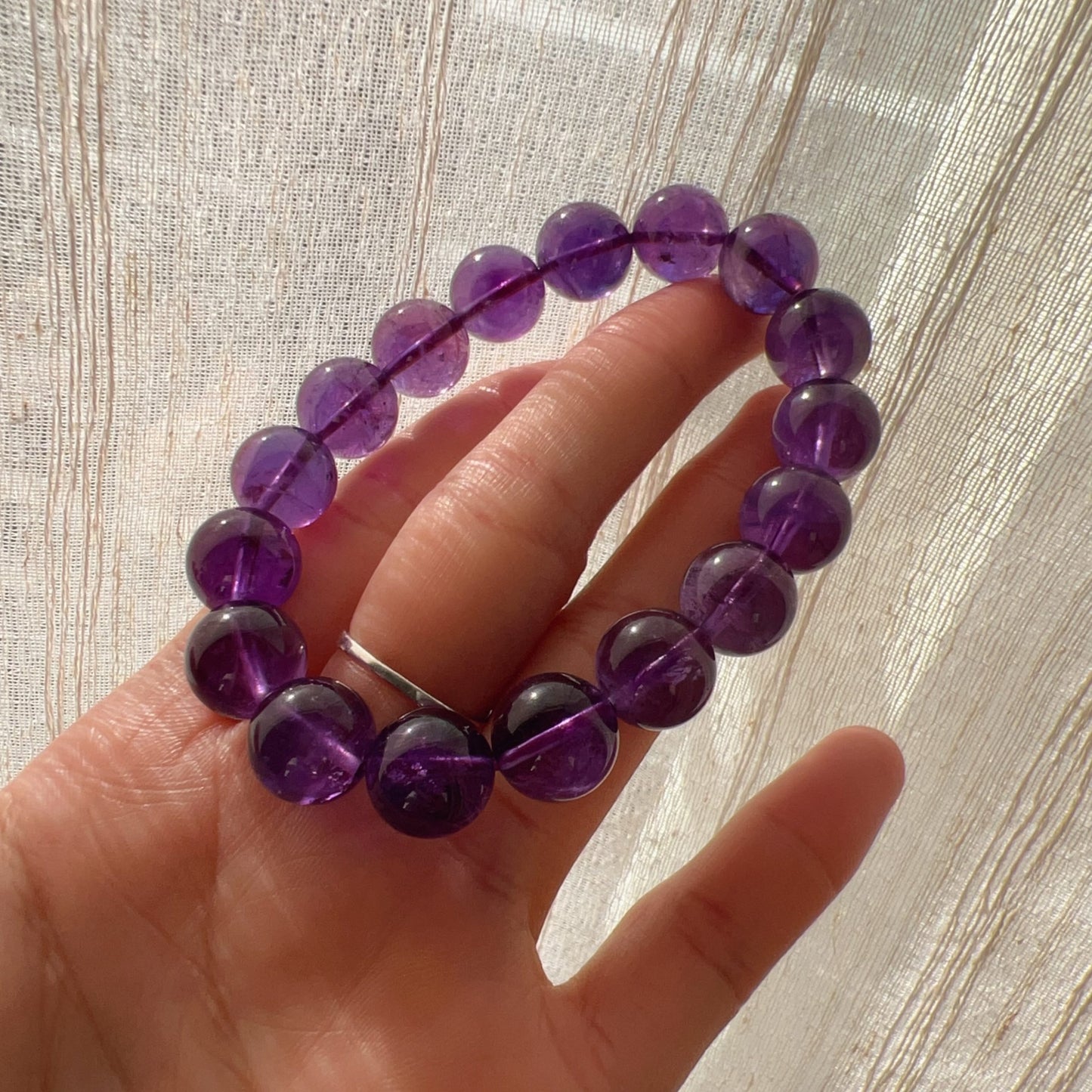 Amethyst Crystal Bracelet 11.7Mm | Natural Healing Stone For Crown Chakra | Reiki Meditation Jewelry For Stress Relief And Mental Clarity