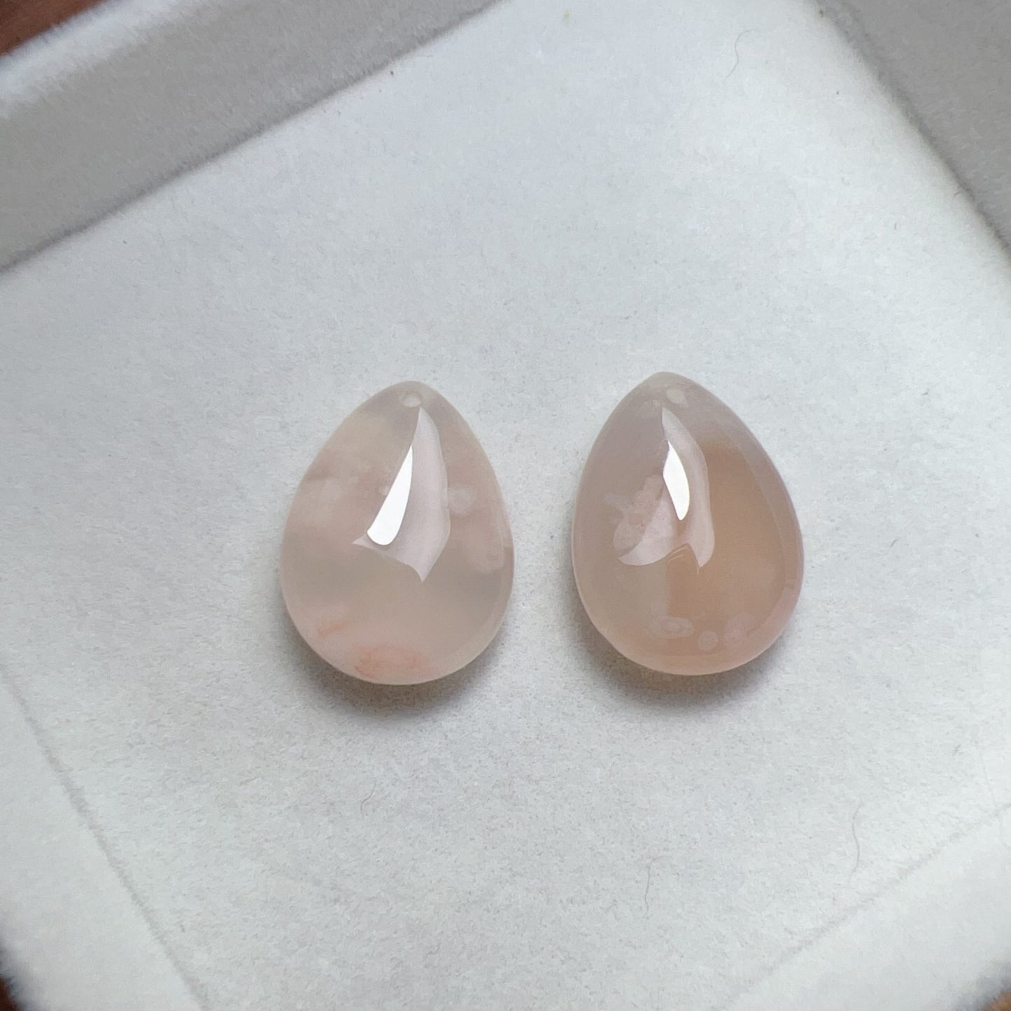 2 Pcs Beautiful Cherry Blossom Agate Water-Drop Charm Pendants | Sakura Agate Jewelry Findings For Diy Projects