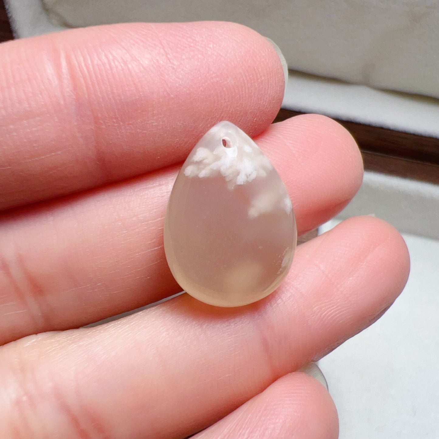 1 Pcs Beautiful Cherry Blossom Agate Water-Drop Charm Pendants | Sakura Agate Jewelry Findings For Diy Projects