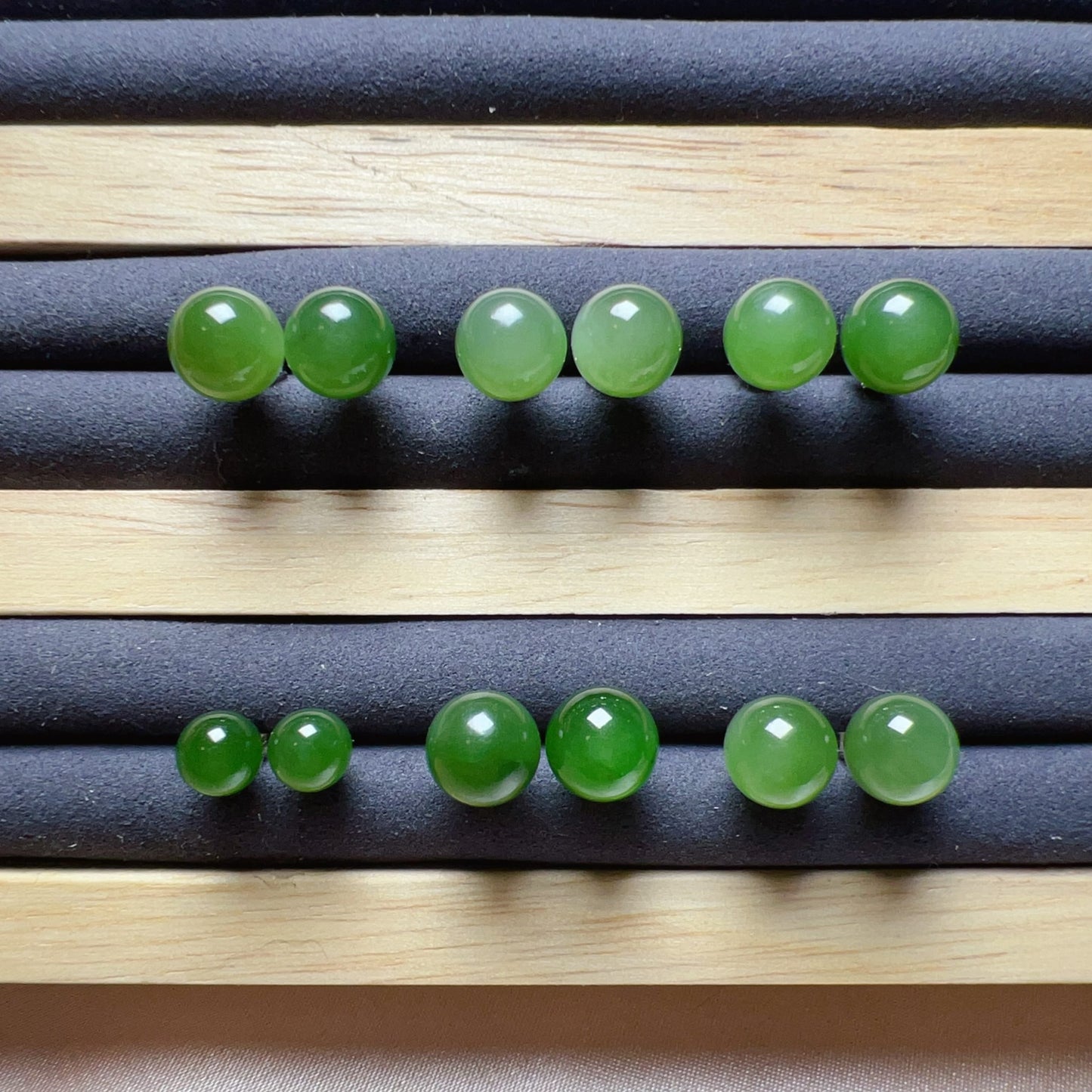 Genuine Nephrite Jade Stud Earrings | Handmade With 18K White Gold Plated 925 Sterling Silver | Elegant Jewelry For Everyday Wear