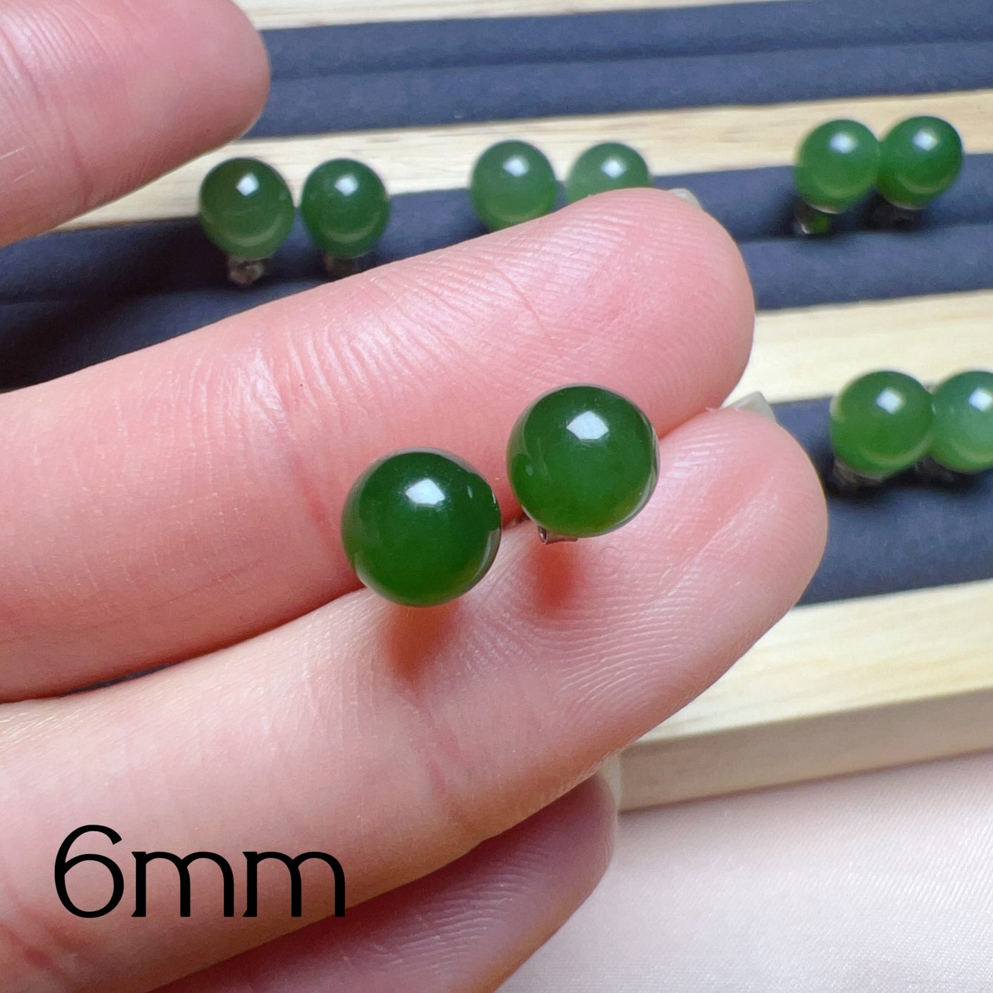 Genuine Nephrite Jade Stud Earrings | Handmade With 18K White Gold Plated 925 Sterling Silver | Elegant Jewelry For Everyday Wear