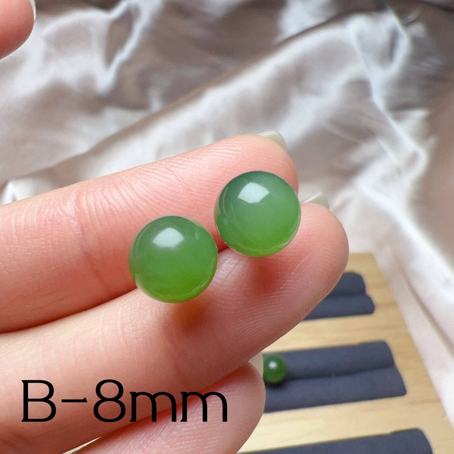 Genuine Nephrite Jade Stud Earrings | Handmade With 18K White Gold Plated 925 Sterling Silver | Elegant Jewelry For Everyday Wear