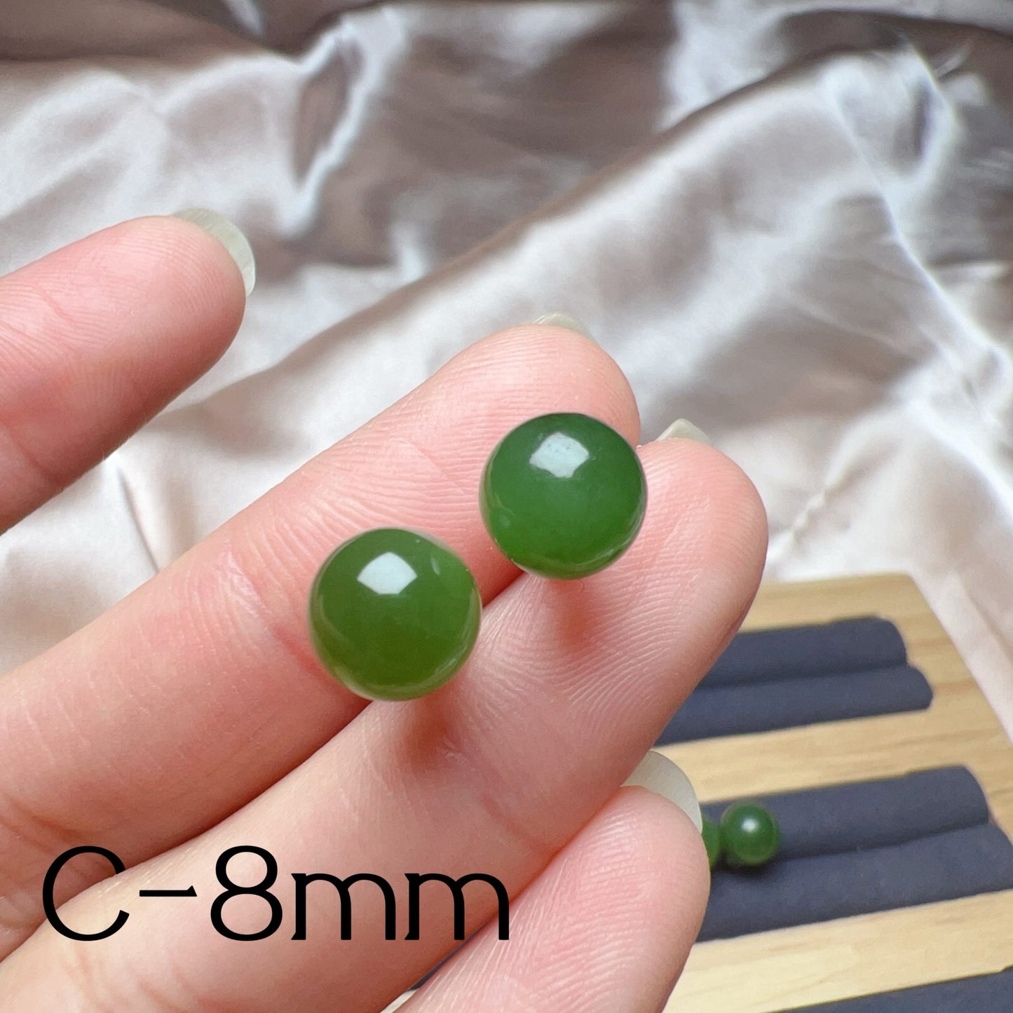 Genuine Nephrite Jade Stud Earrings | Handmade With 18K White Gold Plated 925 Sterling Silver | Elegant Jewelry For Everyday Wear
