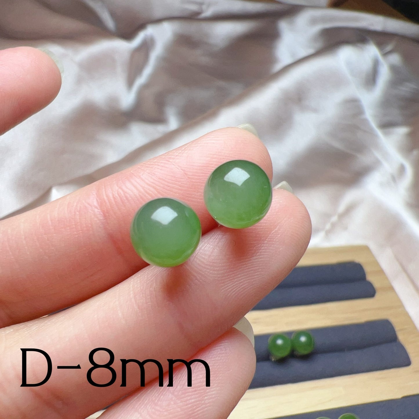 Genuine Nephrite Jade Stud Earrings | Handmade With 18K White Gold Plated 925 Sterling Silver | Elegant Jewelry For Everyday Wear