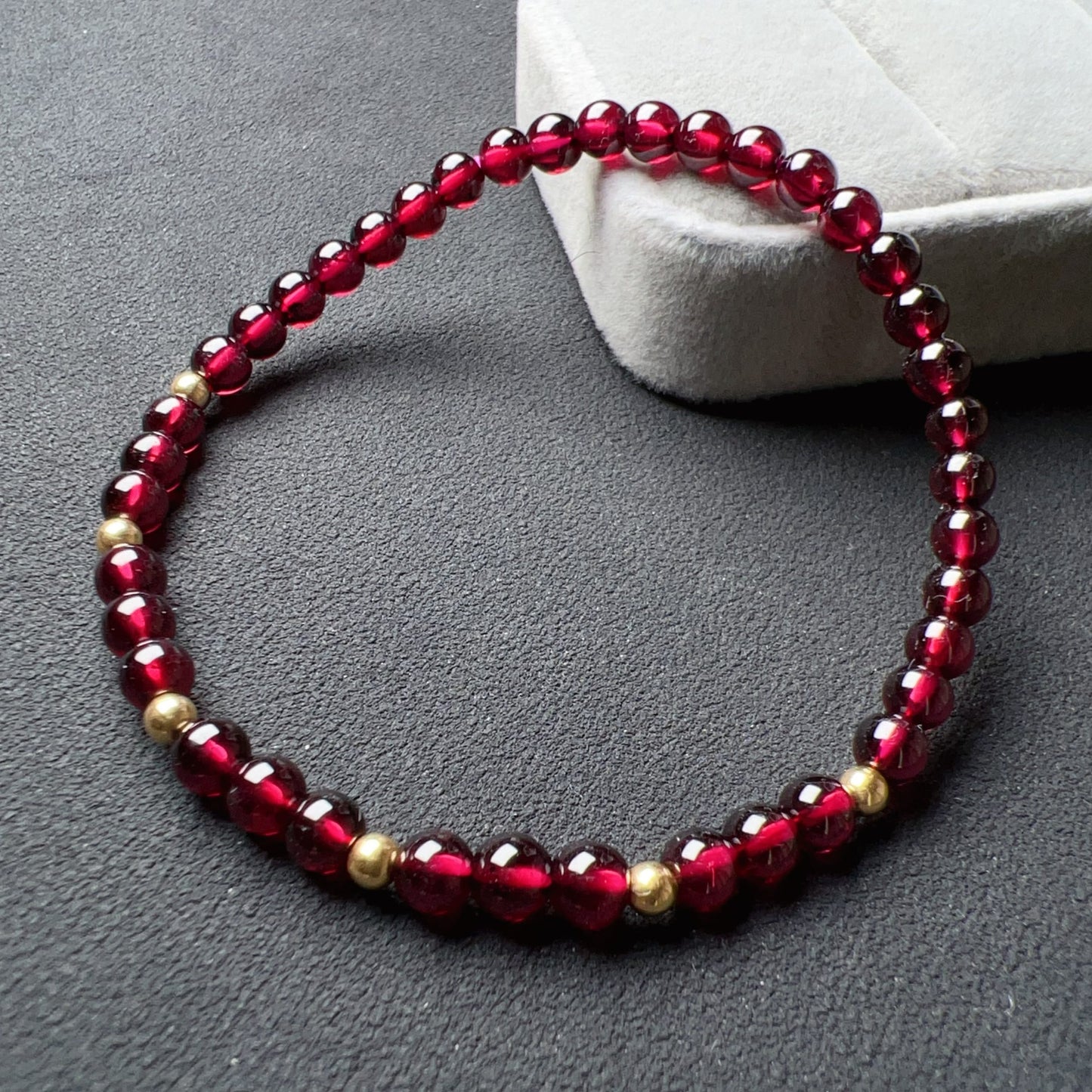 2025 Lucky Bracelet Red Garnet With 18K Yellow Gold | Grounding Healing Crystal