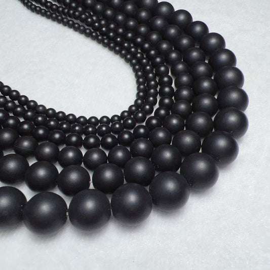 4-12Mm Heat-Treated Matte Black Onyx Round Bead Strands For Diy Jewelry Project