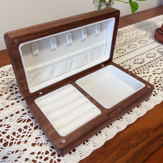 Handmade Natural Walnut Wood Jewelry Box For Bracelets Necklaces Rings Home Decors