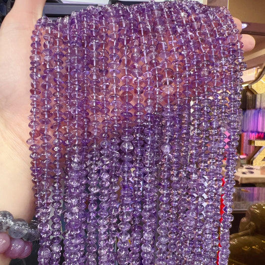 Freeformed Natural Amethyst Rondelle Bead Strands Diy Jewelry Findings Supplies