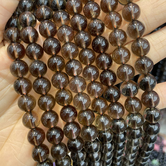 Natural Smoky Quartz Bead Strands 8-12Mm – Gemstone Rounds For Diy Jewelry Making