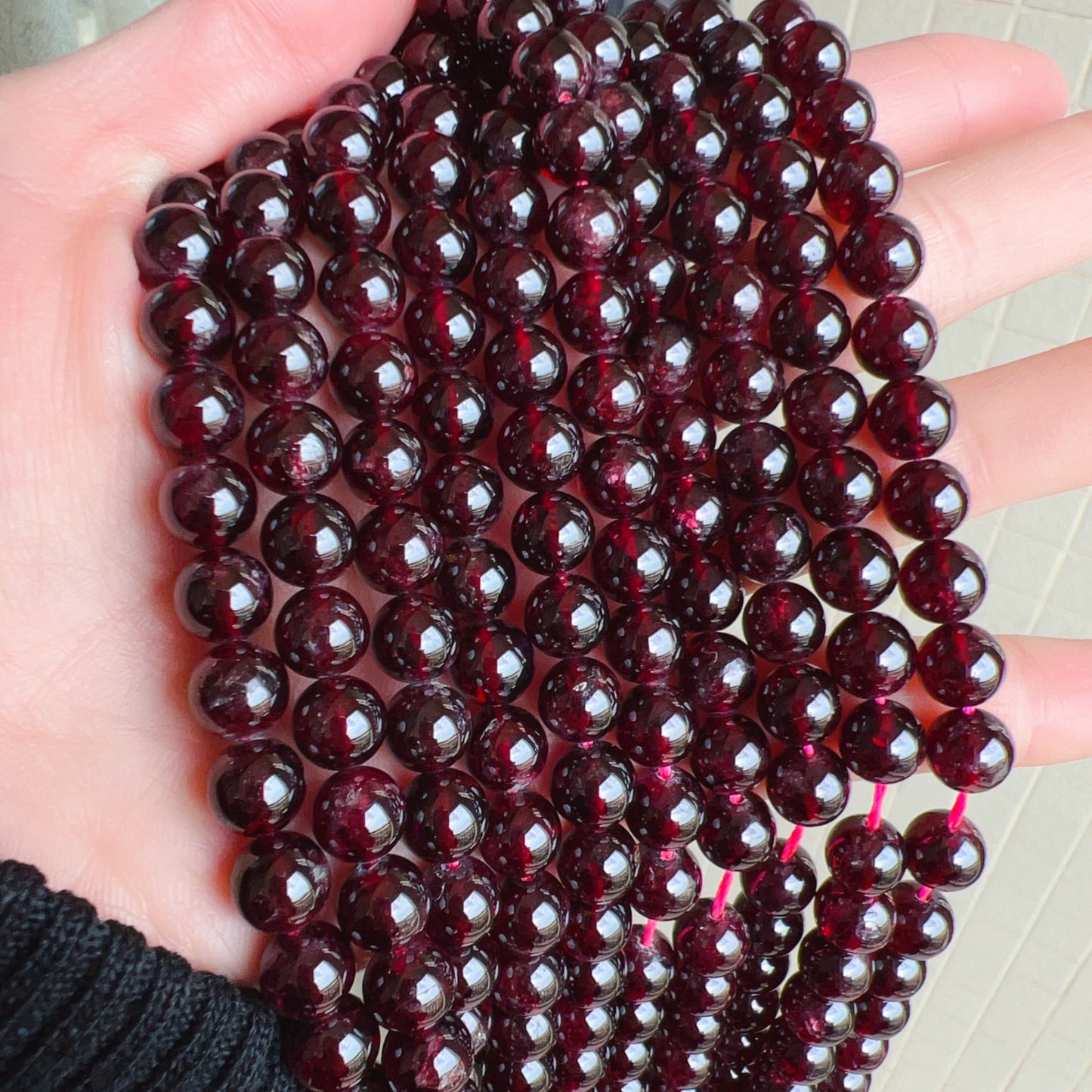 8 – 8.5Mm Natural Almandine Red Garnet Round Bead Strands For Diy Jewelry Project