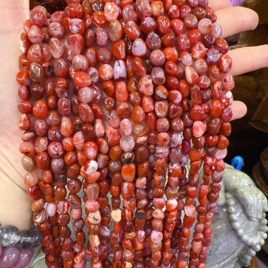7.5×8.5Mm Natural Red Agate Free-Formed Bead Strands Diy Jewelry Project Supply