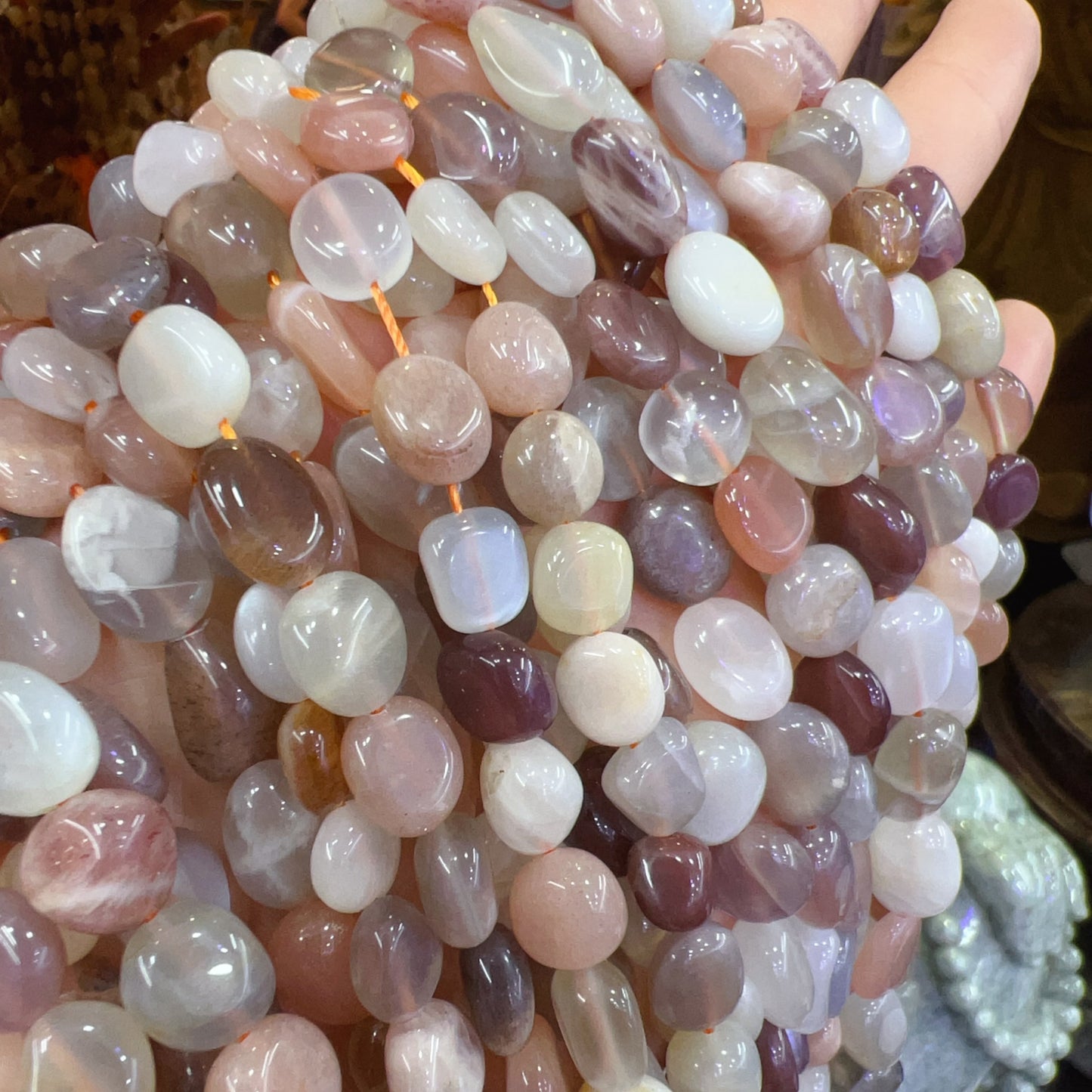 7X10Mm Natural Assorted Moonstone Free-Formed Bead Strands Diy Jewelry Supply