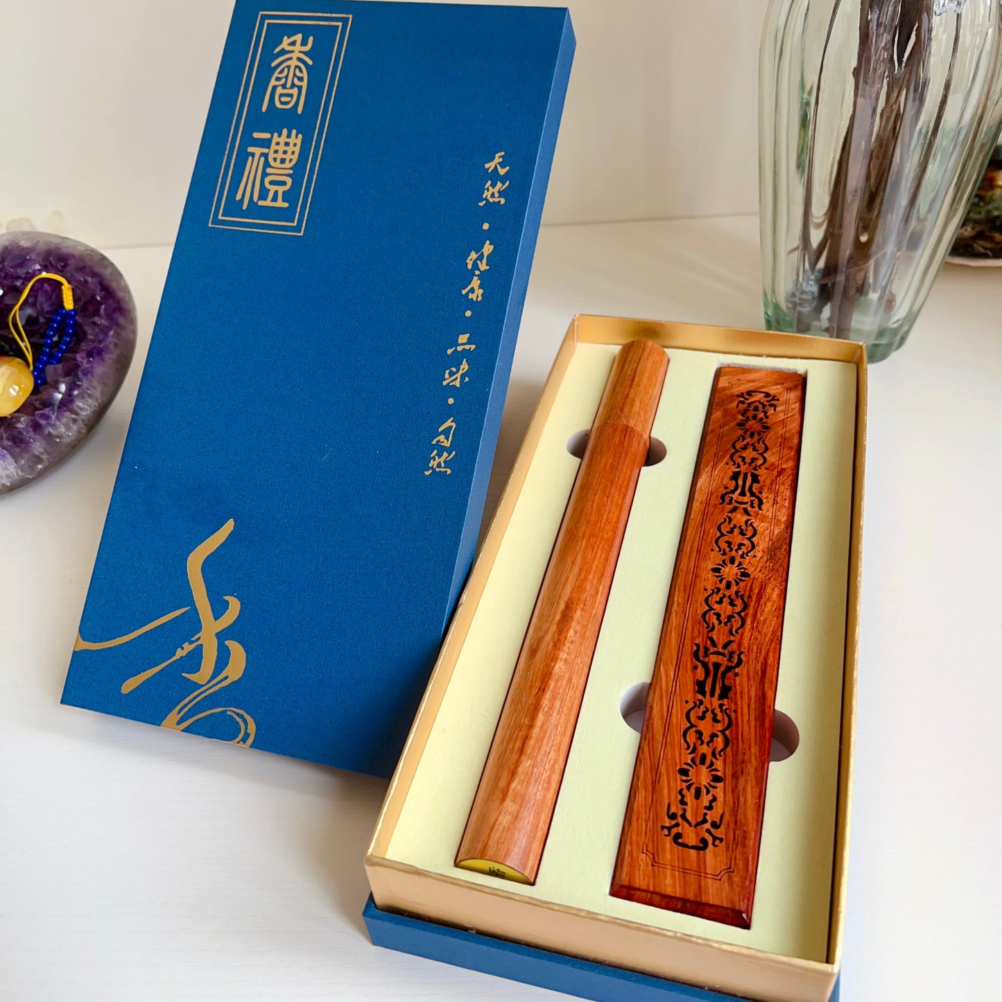 Premium Vietnamese Agarwood Incense Sticks With Rosewood Burner – Perfect For Cleansing, Healing, Meditation, And Yoga