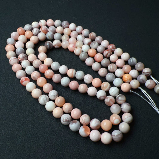 2 Strands – Rare 6Mm Natural Pink Botswana Agate Round Bead Strands For Diy Jewelry Project
