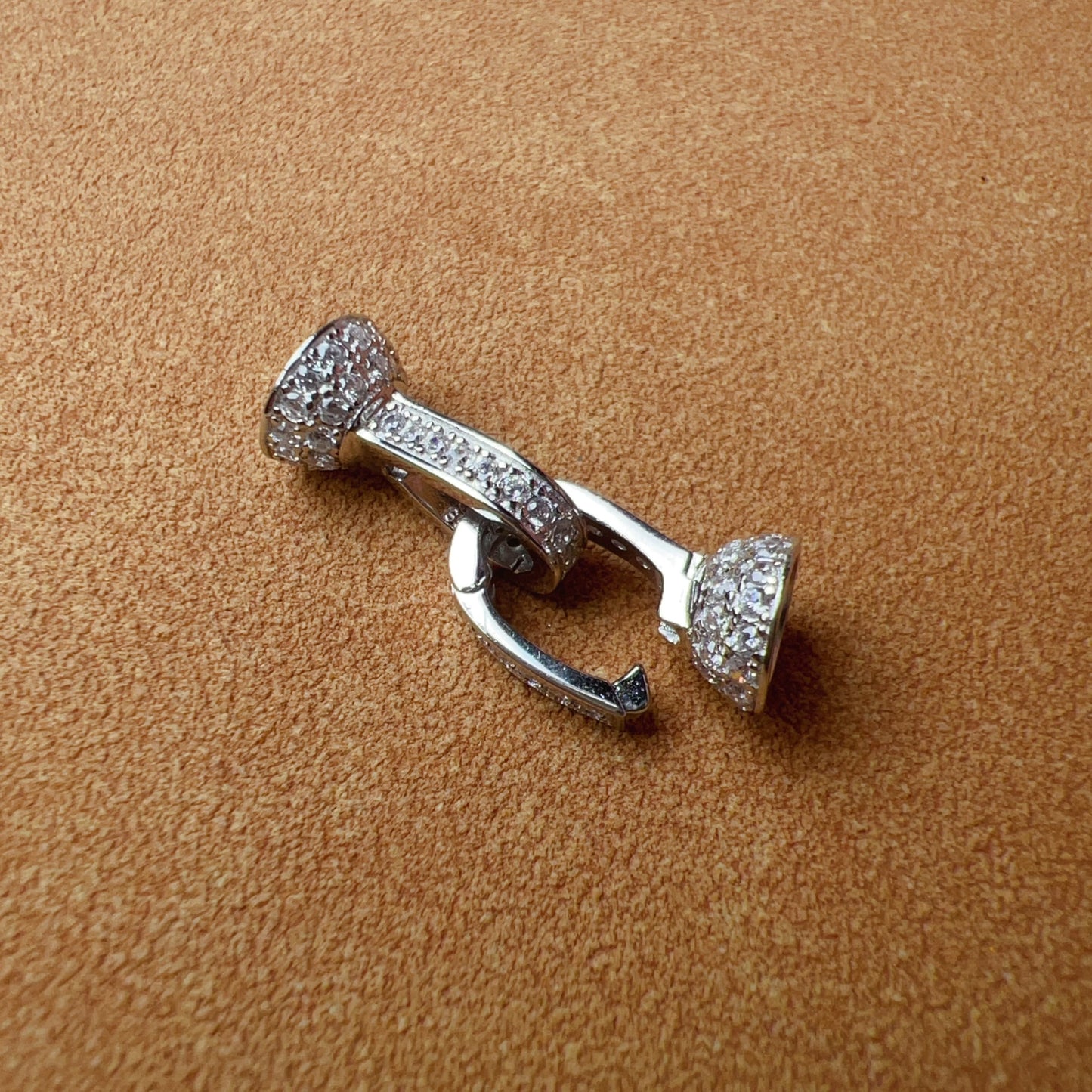 925 Sterling Silver Clip With Bail Clasp, 18K White Gold Plated, Zircon Pearl Clasp For Diy Jewelry Making