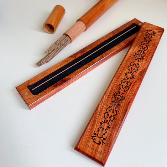 Premium Vietnamese Agarwood Incense Sticks With Rosewood Burner – Perfect For Cleansing, Healing, Meditation, And Yoga