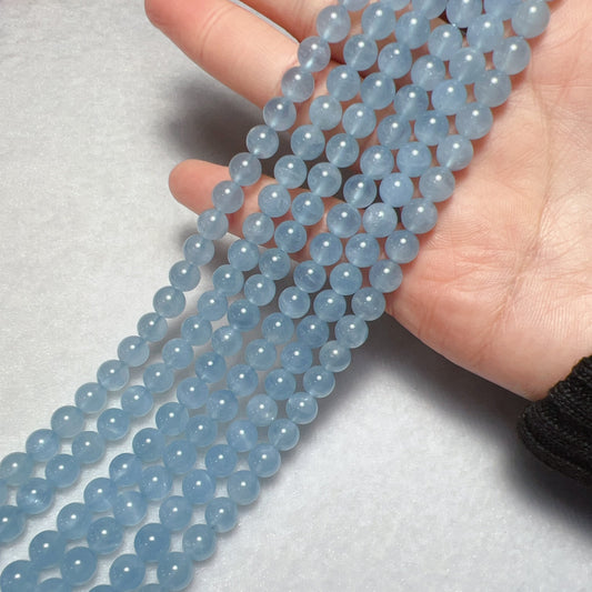 Limited Quantity – Rare 6Mm Old Mine Cat Eye Sparkling Aquamarine Round Bead Strands For Diy Jewelry Project