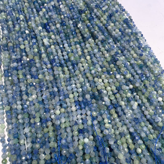 4Mm Natural Faceted Kyanite Round Bead Strands For Diy Jewelry Project