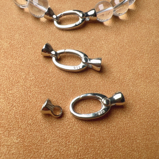 925 Sterling Silver Sprung Clip With Bail Clasp | 18K White Gold Plated Pearl Clasp | Handmade Diy Jewelry Making Supply