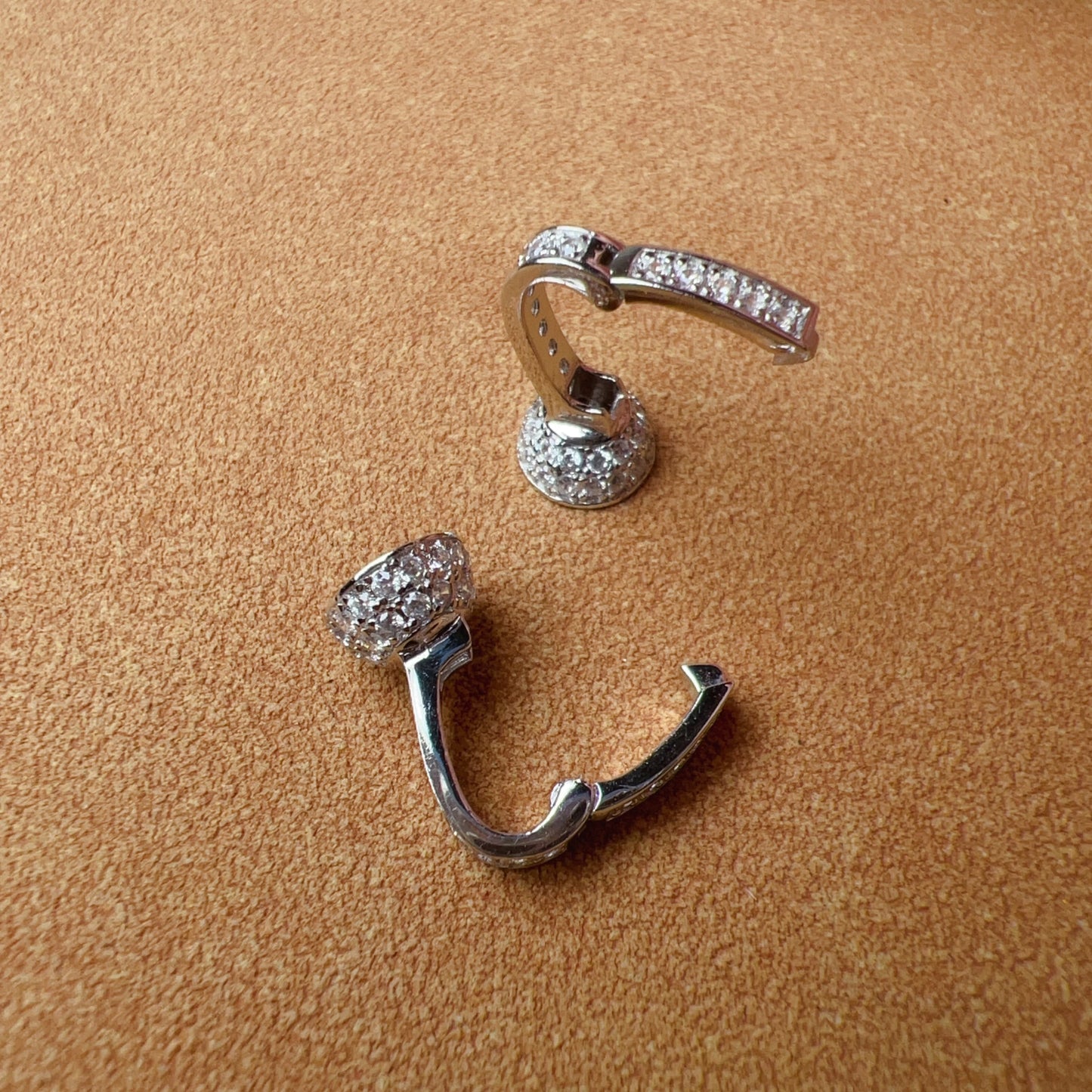 925 Sterling Silver Clip With Bail Clasp, 18K White Gold Plated, Zircon Pearl Clasp For Diy Jewelry Making