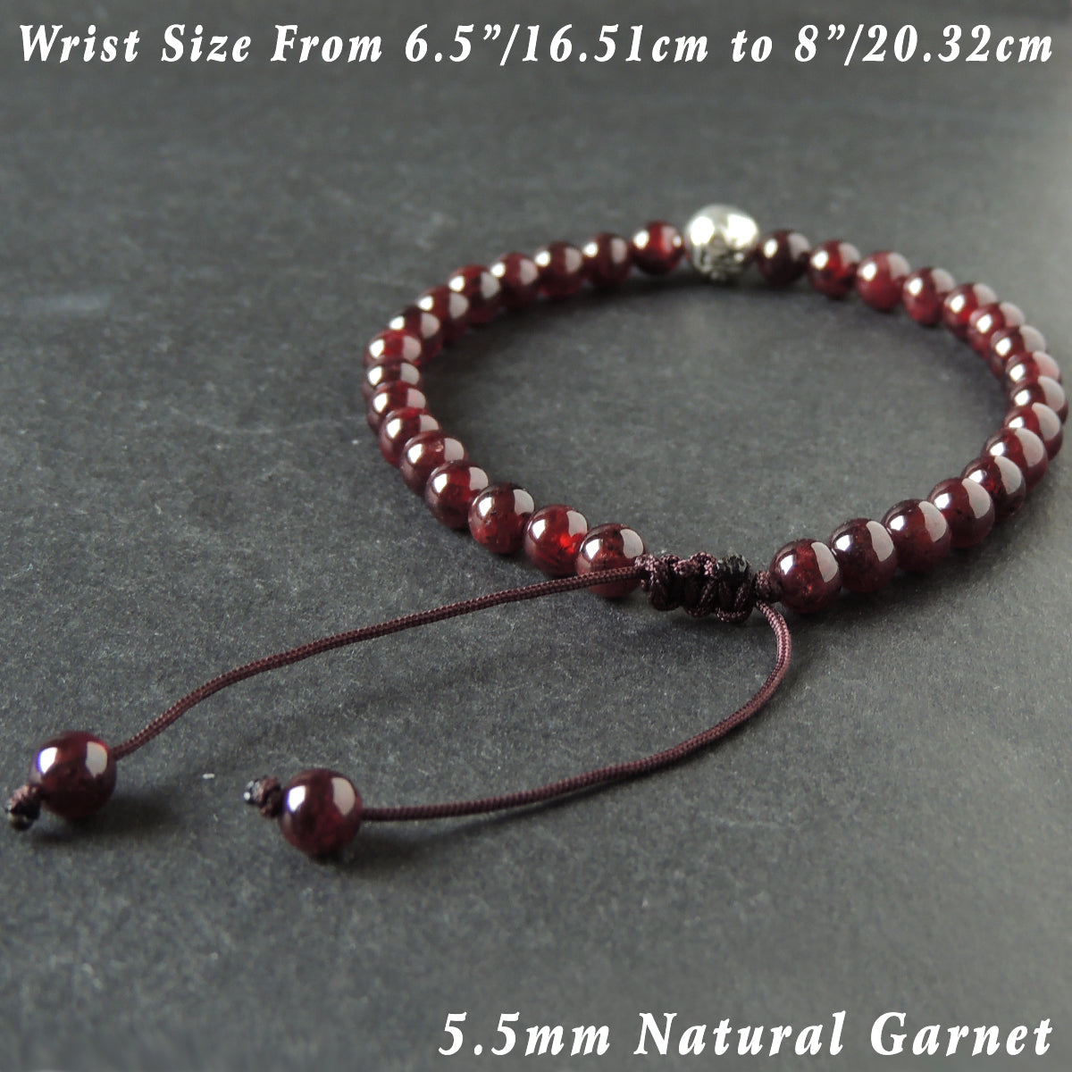 Om Red Garnet Bracelet Braided With Sterling Silver Bead For Men & Women Handmade Protection Positivity Jewelry For Base Chakra