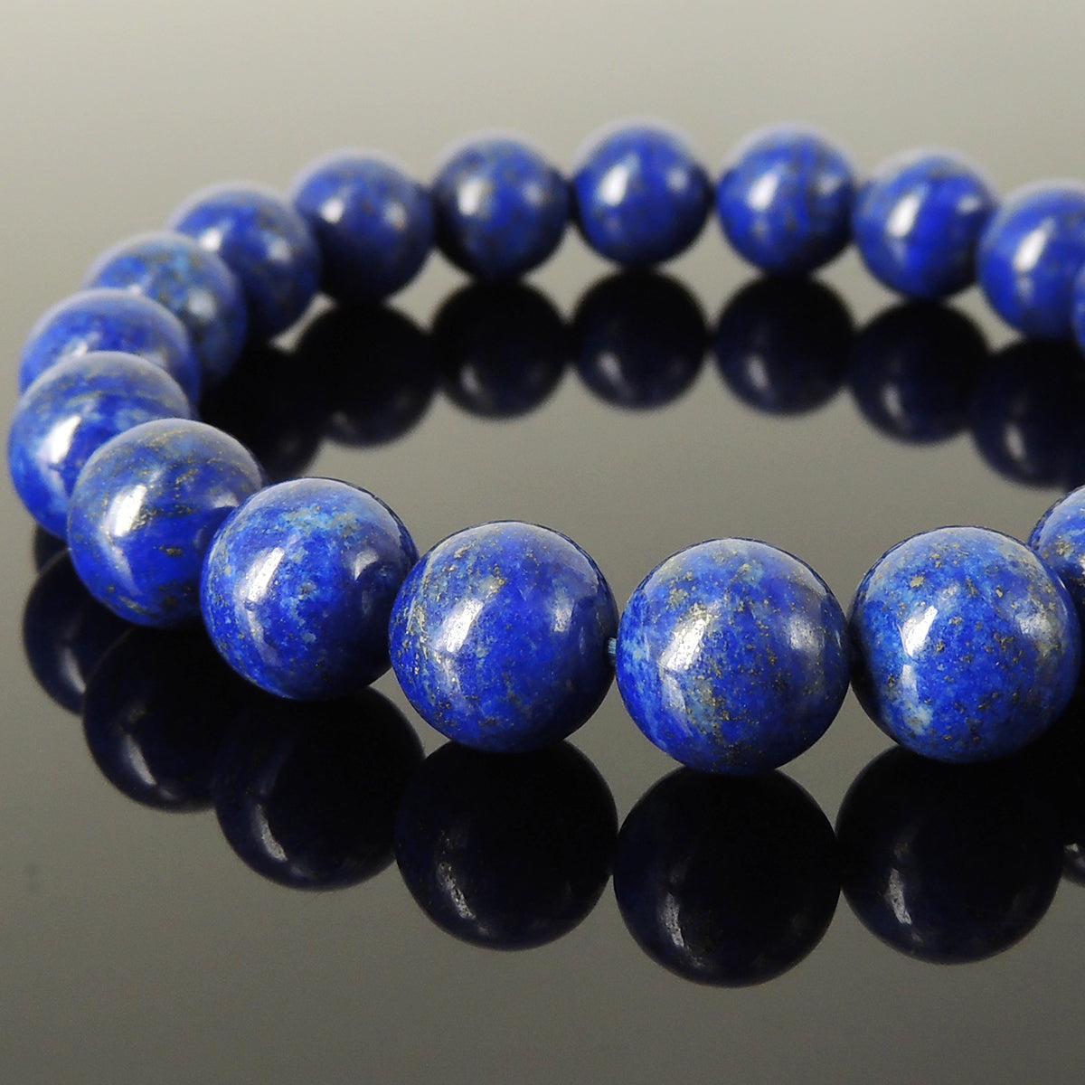 Natural 10Mm Lapis Lazuli Elastic Bracelet | Handmade Reiki Healing Jewelry For Third Eye Chakra And Improved Sleep