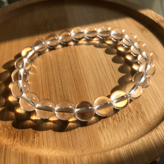 Handmade 8Mm Natural Clear Quartz Bracelet | Healing Stone For Meditation And Crown Chakra Balance