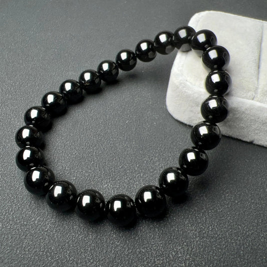 Premium Black Tourmaline Bracelet | Root Chakra 8Mm Healing Crystal | Negativity Protection Reiki Jewelry