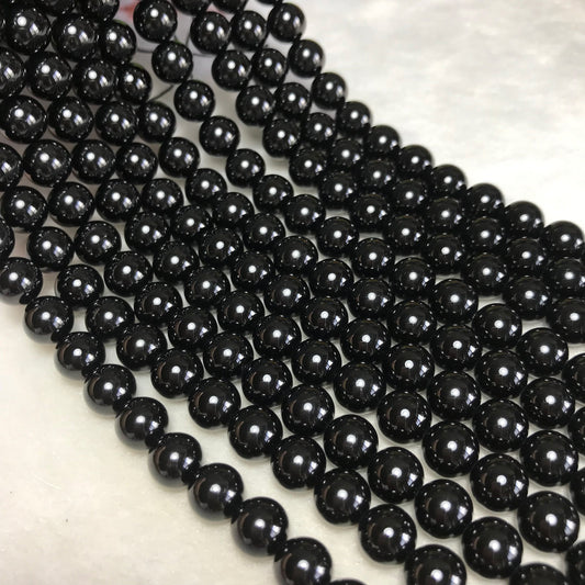 Premium Natural Black Tourmaline Round Bead Strands (6Mm – 10Mm) For Diy Jewelry Making