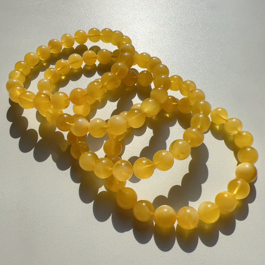 8.6Mm Beautiful Genuine Amber Bracelet | Lucky Stone Of Aries Gemini Leo Virgo | One Of A Kind Jewelry