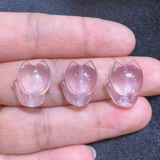 Cute Design – High-Quality Natural Rose Quartz Fox Charms For Diy Jewelry Project